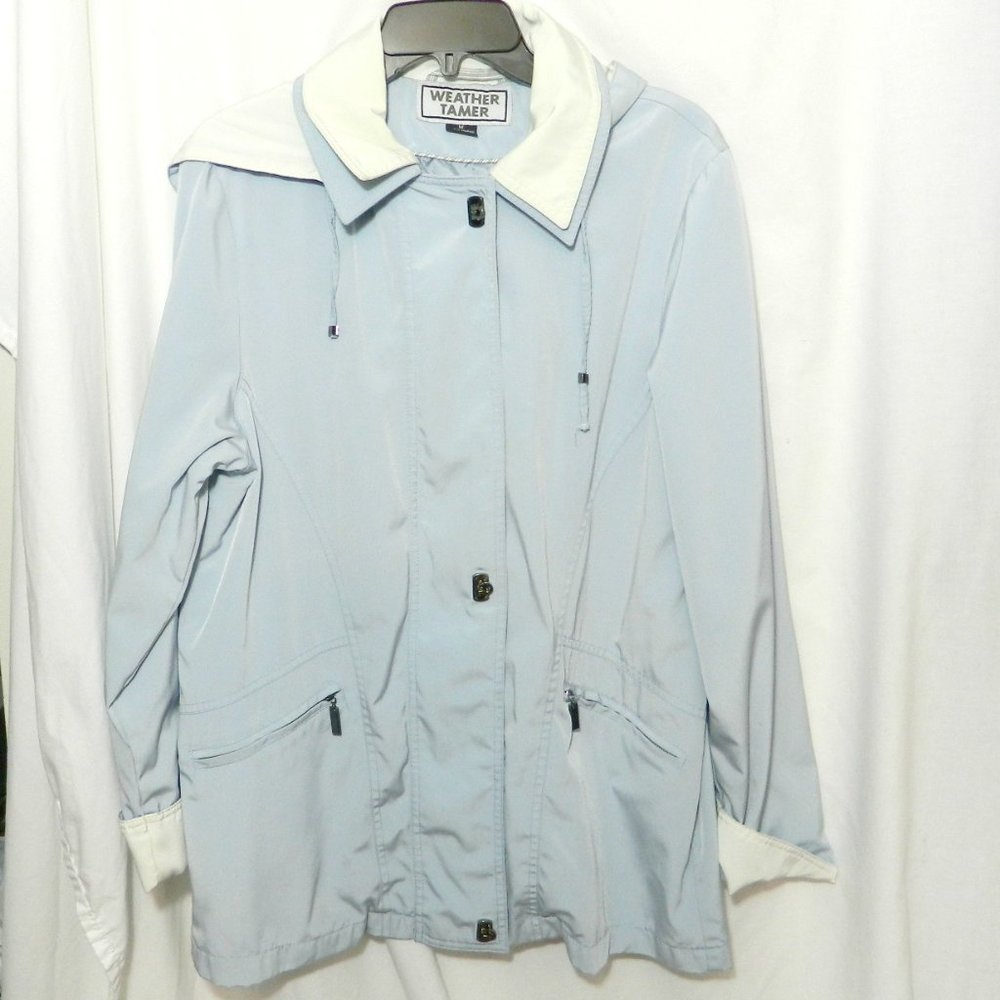 Weather Tamer Hooded Ice Blue Jacket Sz M EUC!